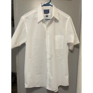 Towncraft Wrinkle Free White Dress Shirt Short Sleeve Men's Medium
